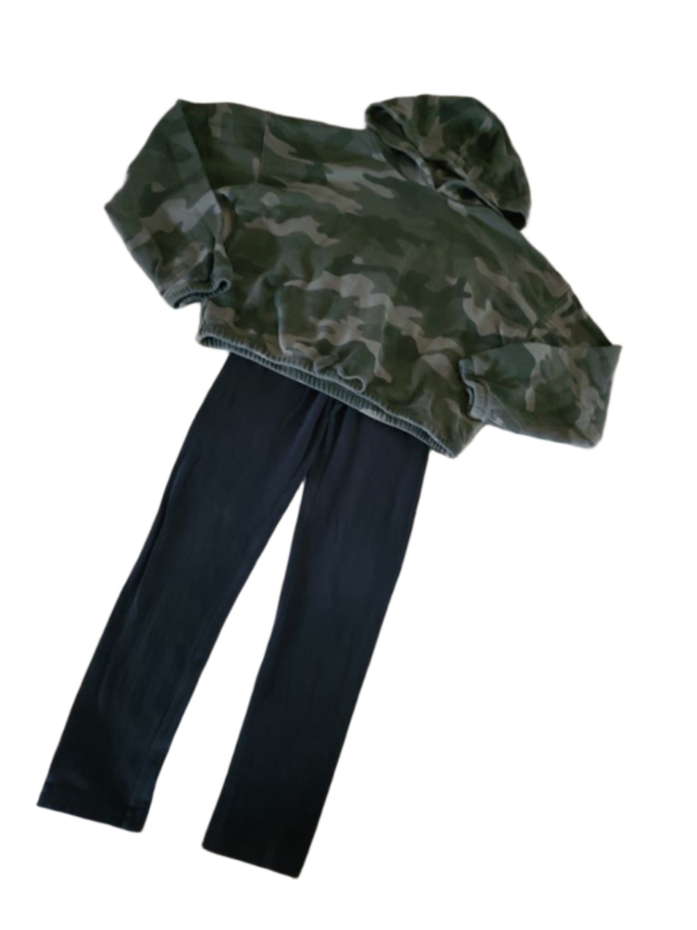 Old Navy Girls Camo Hoodie and Black Leggings Outfit Set Size M (8)
